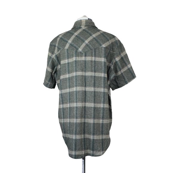 West Wool men's vintage plaid wool short sleeve button front shirt XL - Picture 3 of 13